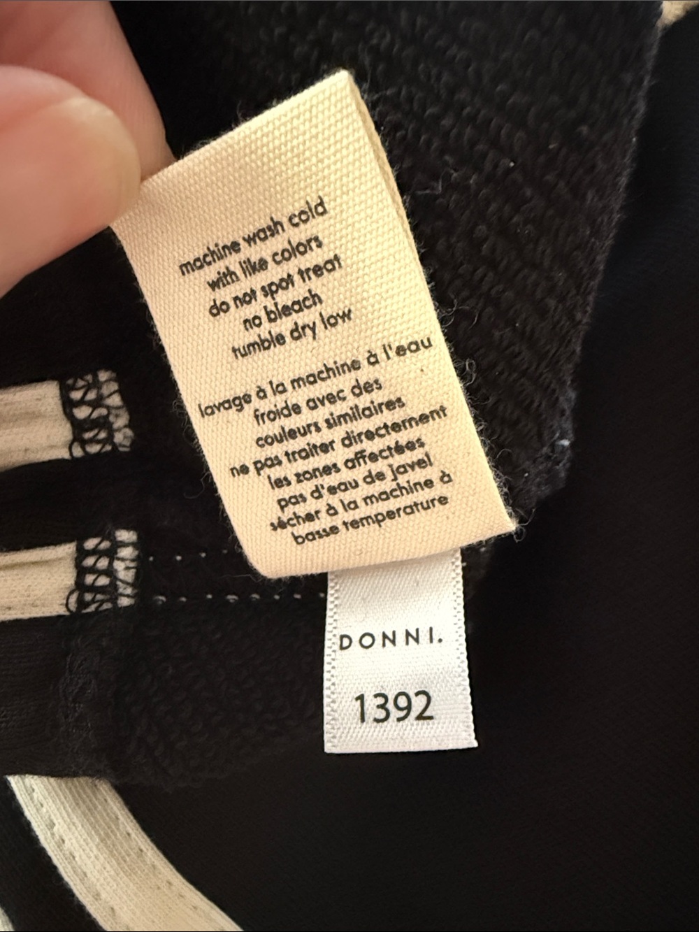 DONNI Stripe Eco-Terry Shorts Jet Black Organic Cotton - Picture 10 of 10
